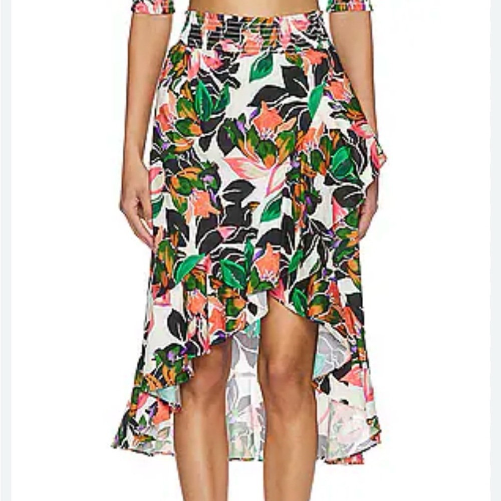 Misa Los Angeles Sofia skirt with a floral print and high-low ruffled hem Large​
